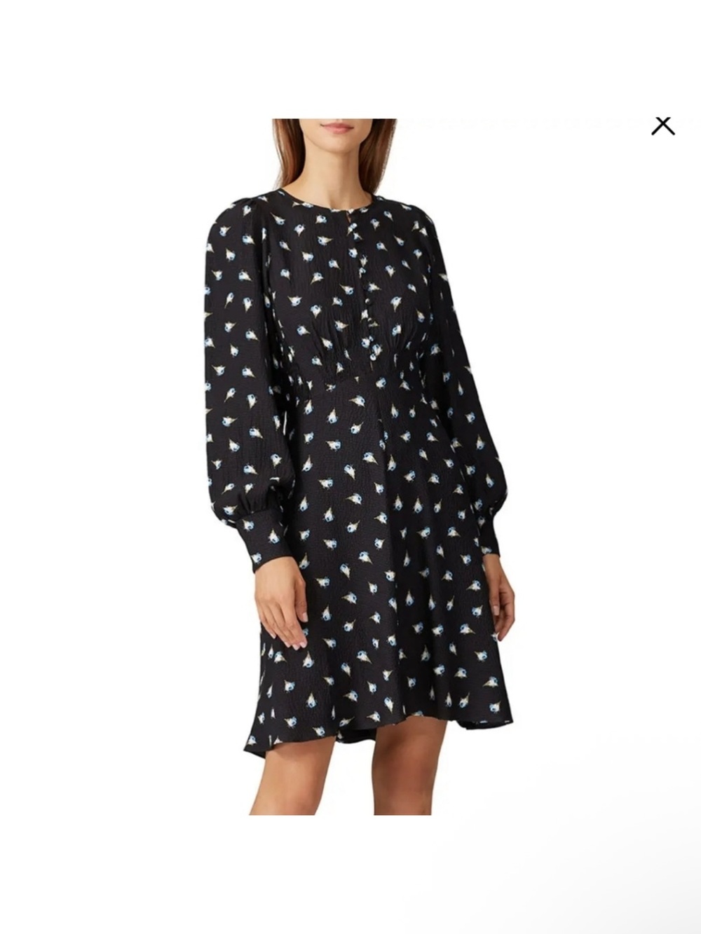 Rebecca Taylor Black Floral Long Sleeve Women's Dress